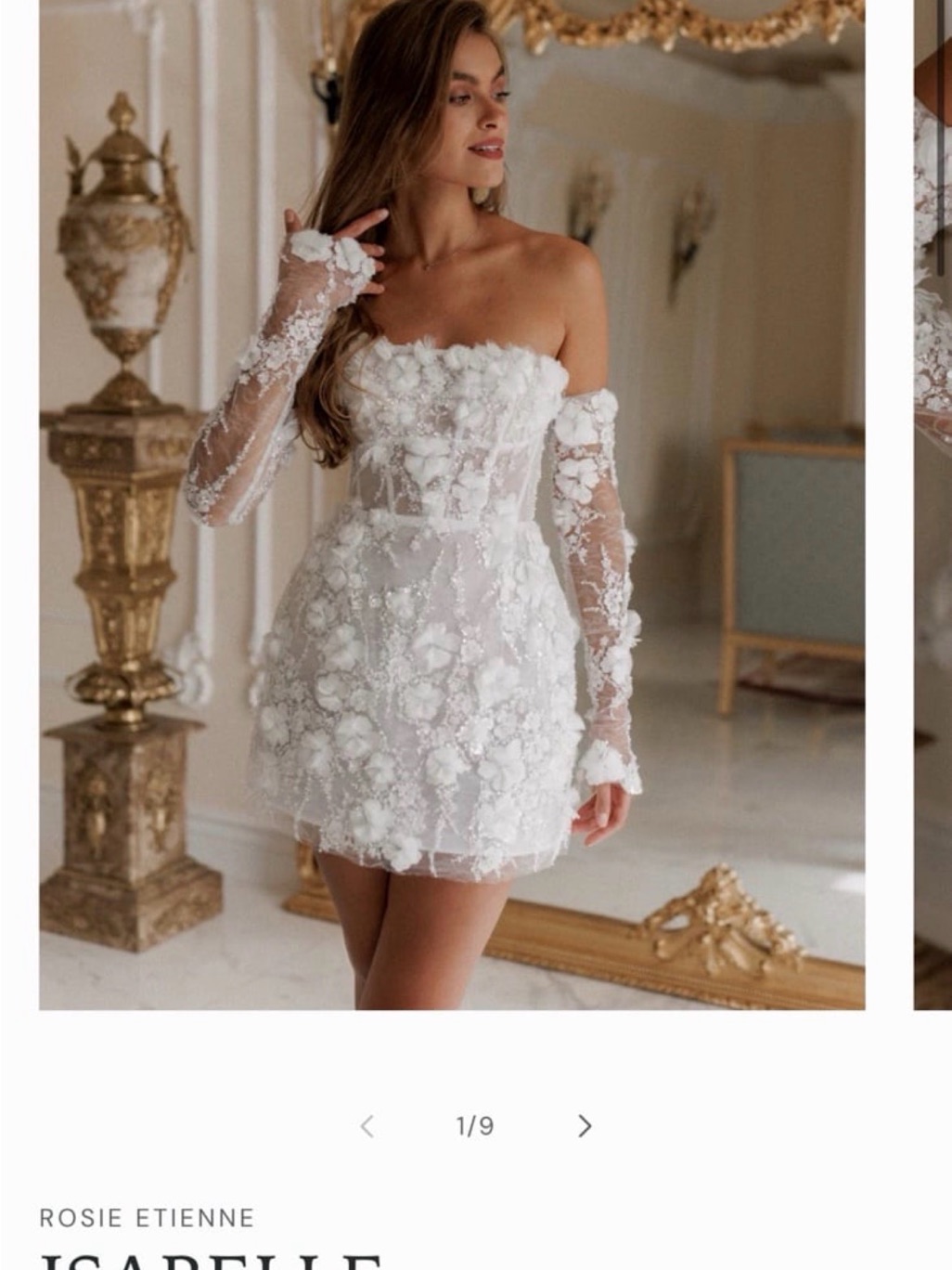 Rosie Etienne Isabelle White Strapless Floral Appliqu Mini Dress